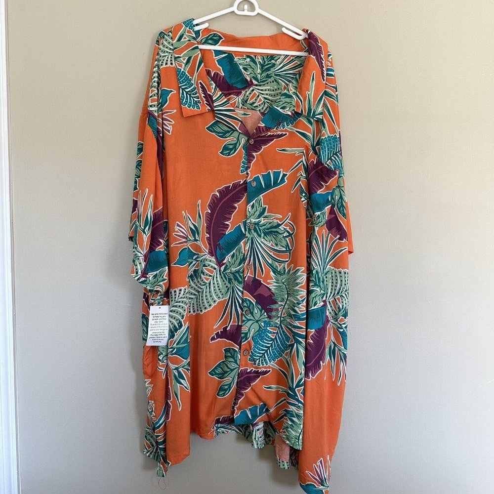 KS Island tropical man summer shirt size 9XL orange green